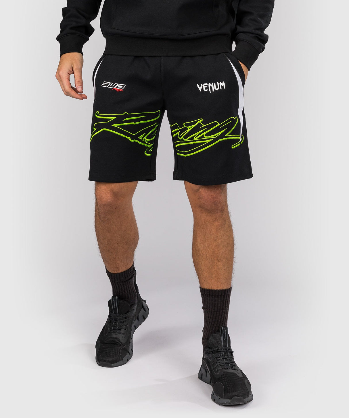 Venum x Bud Racing Shorts - Zwart/Wit/Limoengroen