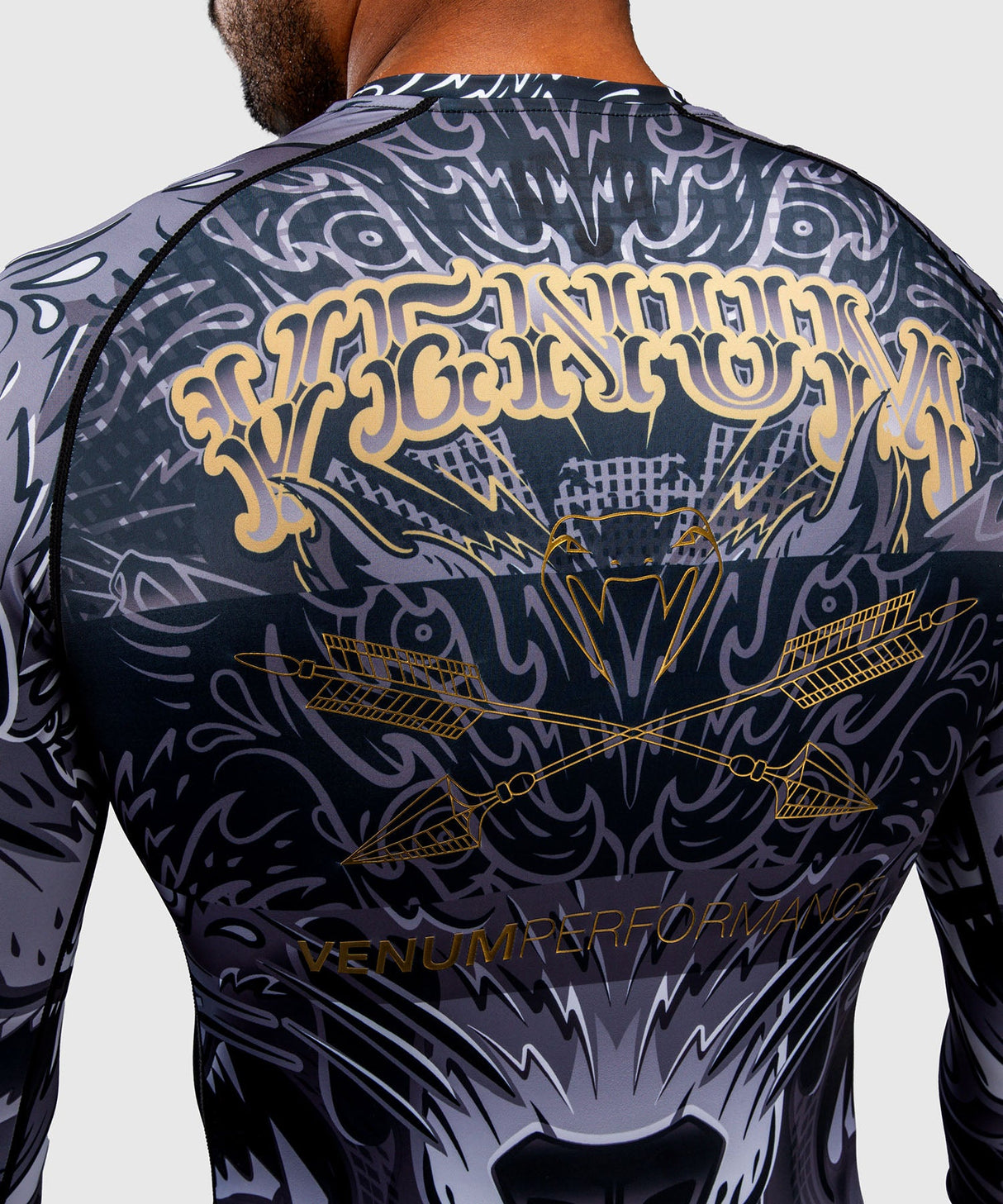 Venum Rashguard Wolf Atak - Zwart/Grijs