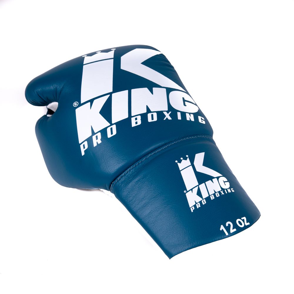 King Pro Boxing Bokshandschoenen BG2 met vetersluiting - Blauw/Wit