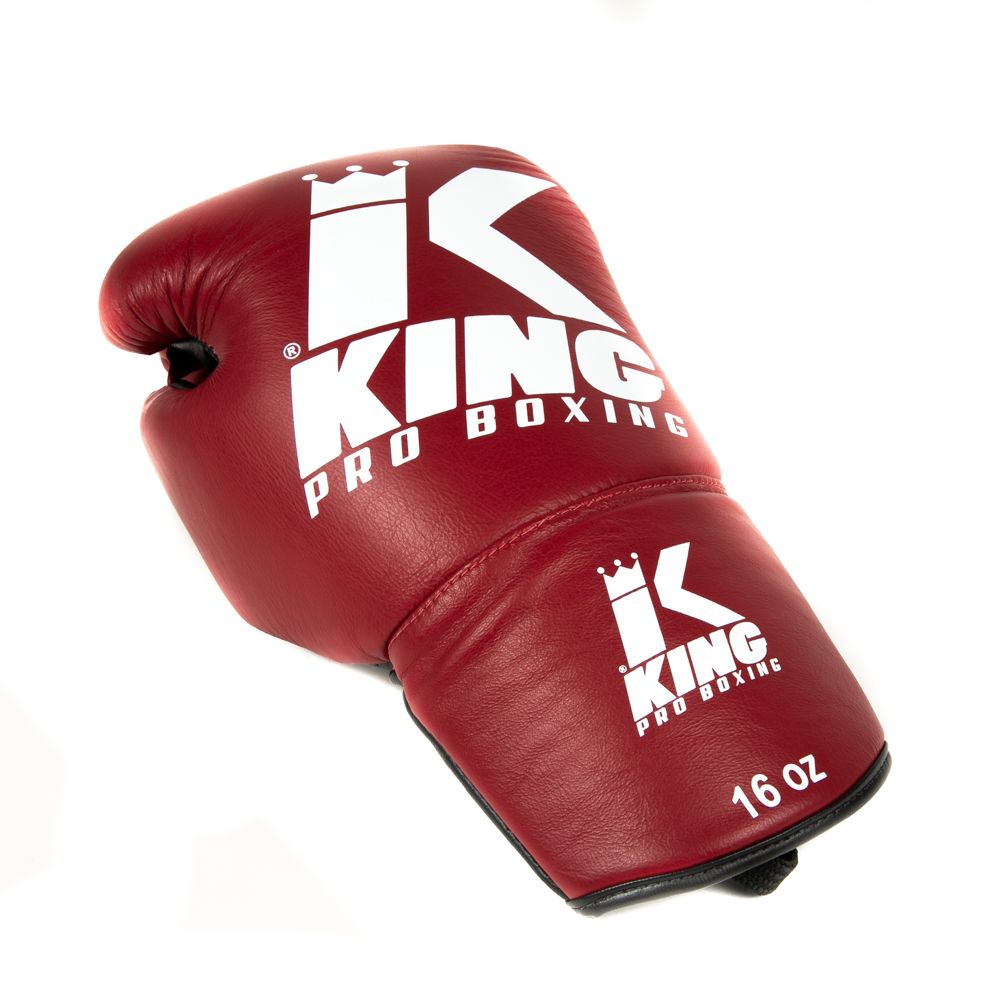 King Pro Boxing Bokshandschoenen BG1 met vetersluiting - Rood/Zwart