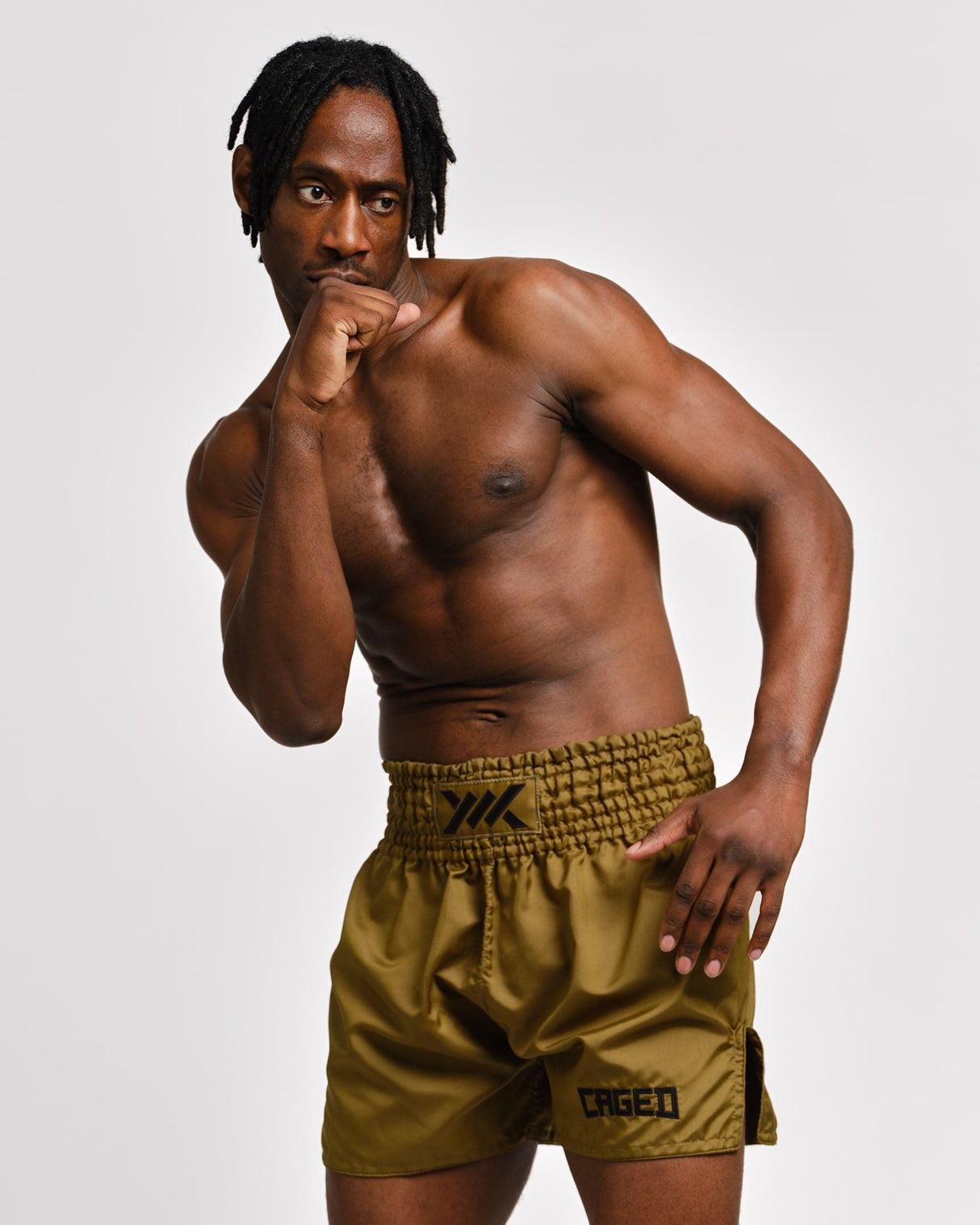 Caged Muay Thai Shorts Classic - Kaki Groen/Zwart