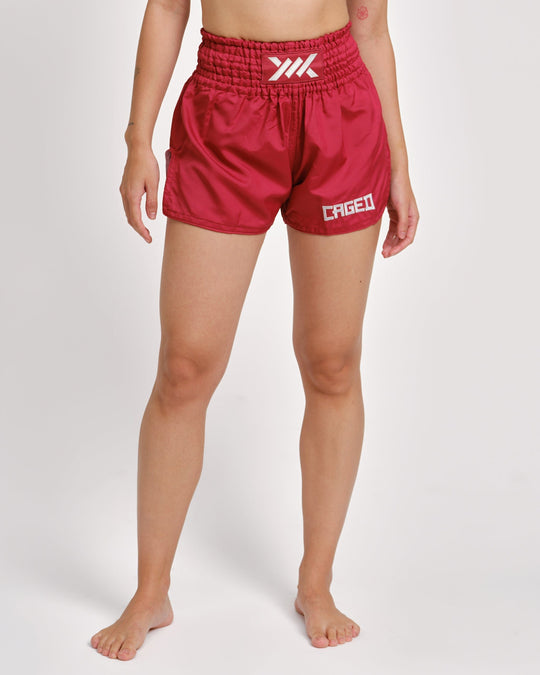 Caged Classic Muay Thai Shorts - Bordeaux Rood