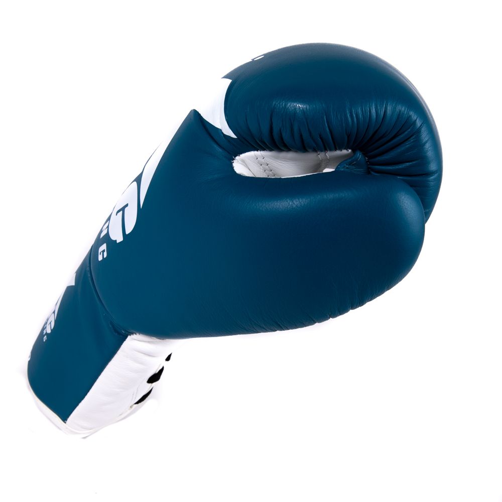 King Pro Boxing Bokshandschoenen BG2 met vetersluiting - Blauw/Wit