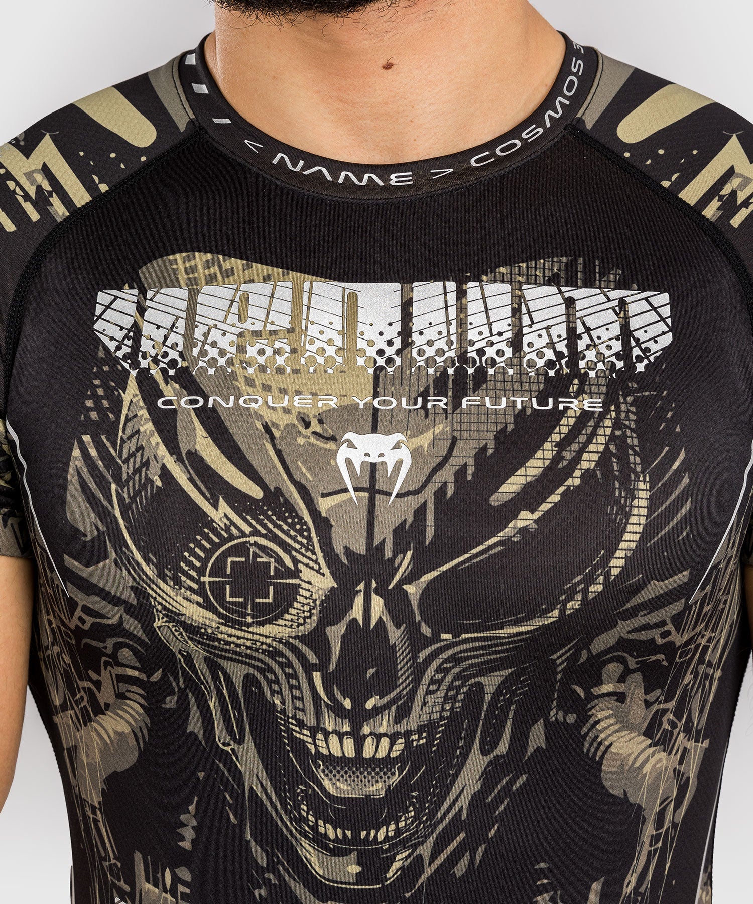 Venum Rashguard Korte Mouwen Invader - Zwart/Zand