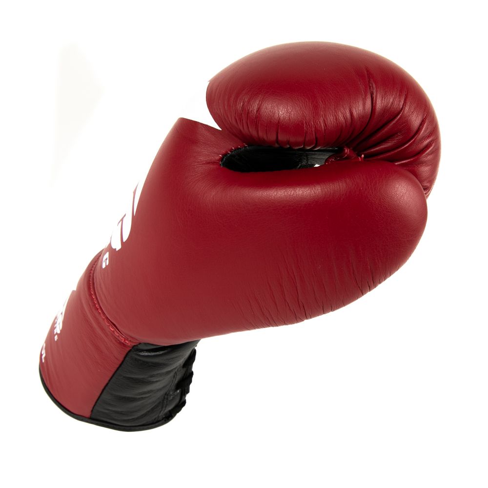 King Pro Boxing Bokshandschoenen BG1 met vetersluiting - Rood/Zwart