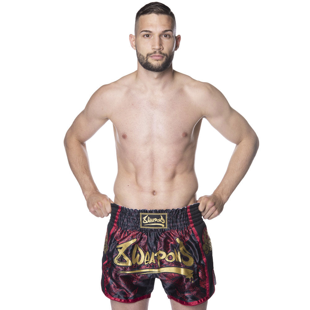 8 WEAPONS Muay Thai Shorts Naga - Zwart/Rood