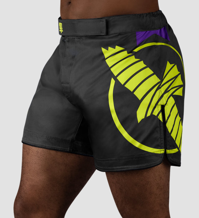 Hayabusa MMA Shorts Icon - Black/Neon
