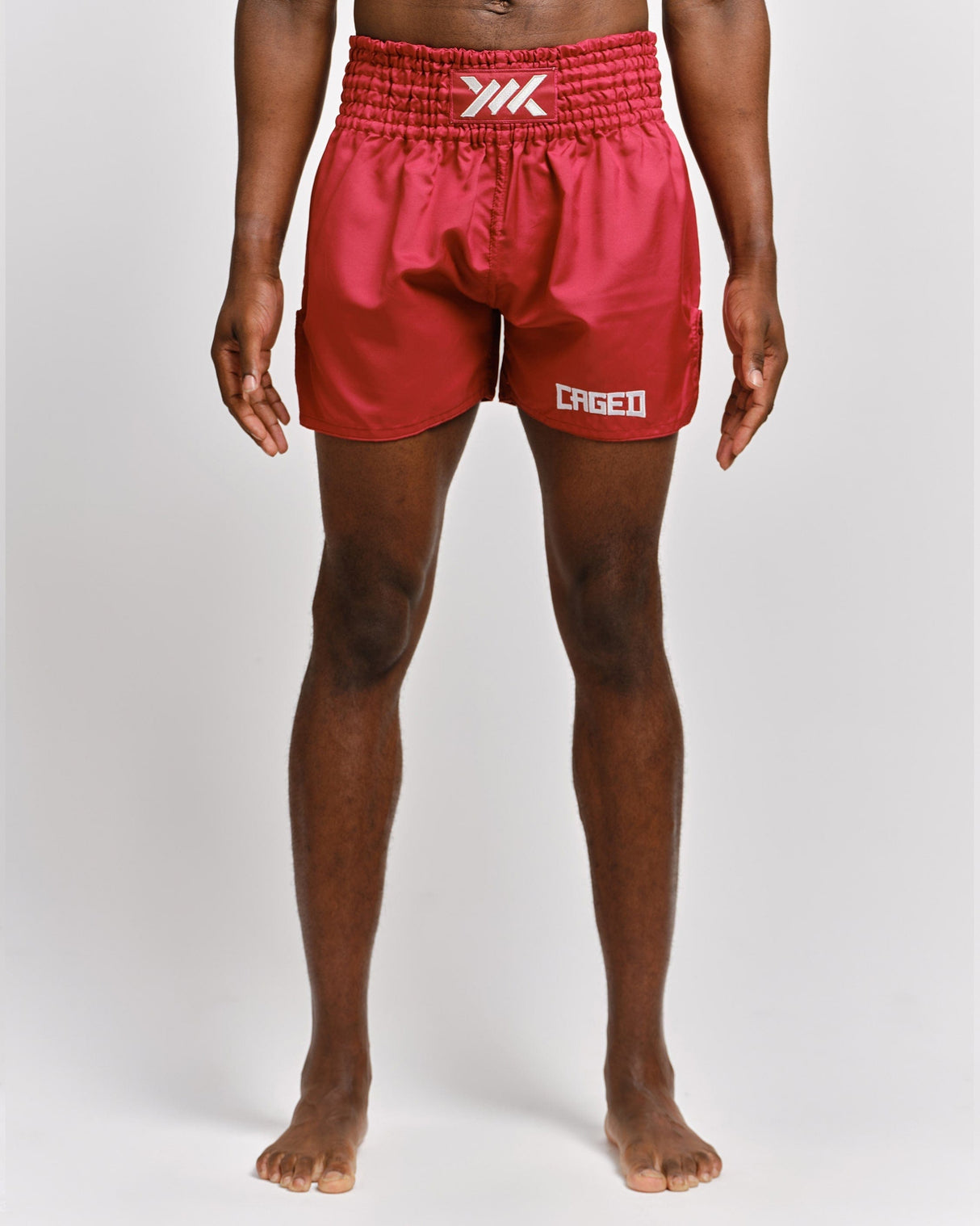 Caged Muay Thai Shorts Classic - Bordeaux Rood/Wit