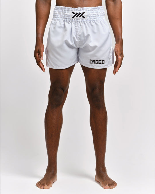 Caged Muay Thai Shorts Classic - Wit/Zwart