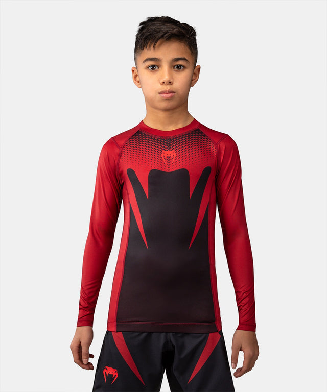 Venum Rashguard Attack Lange Mouwen Kinderen - Zwart/Rood