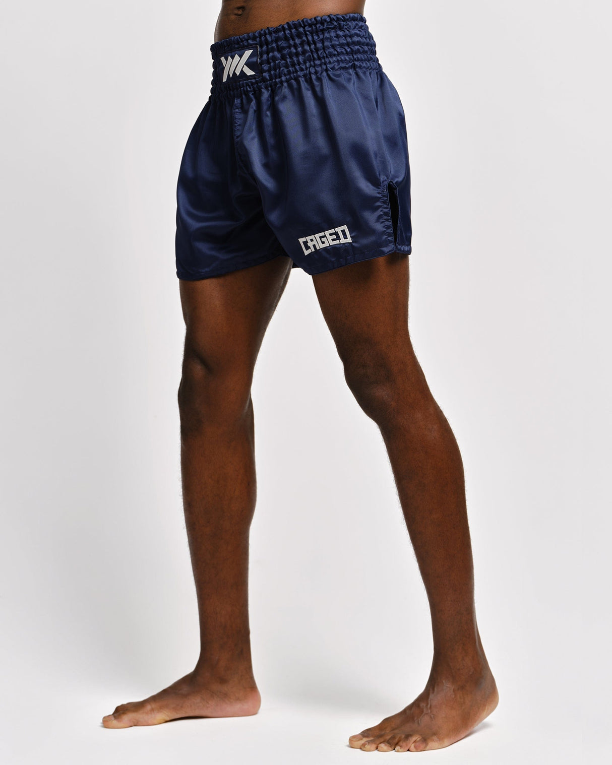 Caged Muay Thai Shorts Classic - Navy Blauw/Wit