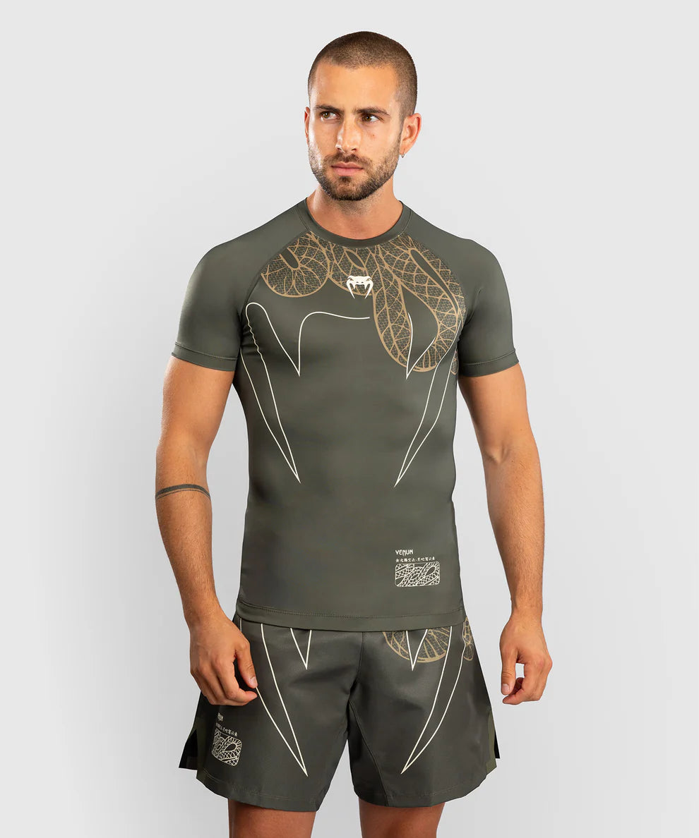 Venum Rashguard Korte Mouwen Serpenti - Kaki Groen