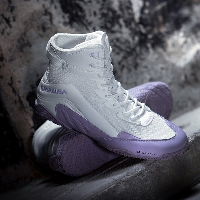 Hayabusa Talon Boxing Shoes - White/Lavender