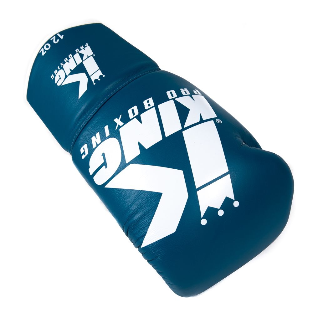 King Pro Boxing Bokshandschoenen BG2 met vetersluiting - Blauw/Wit
