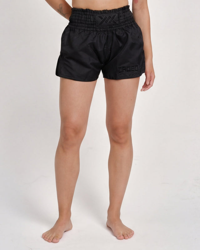 Calções de Muay Thai Caged Classic – Preto/Preto