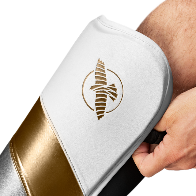 Hayabusa Skinnebensbeskyttere T3 Full - Hvid/Guld