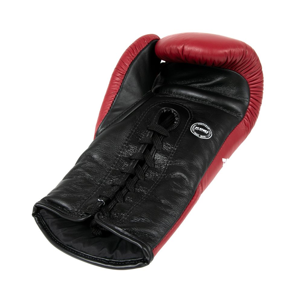 King Pro Boxing Bokshandschoenen BG1 met vetersluiting - Rood/Zwart