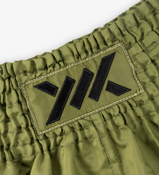 Calções de Muay Thai Caged Classic – Cáqui/Preto para mulher
