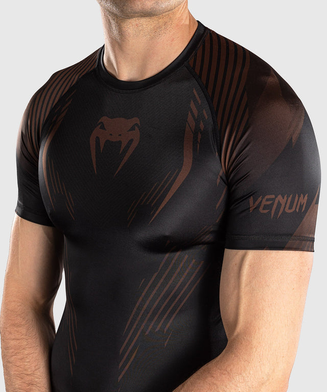 Venum Rashguard No-Gi 6.0 Korte Mouwen - Zwart/Bruin