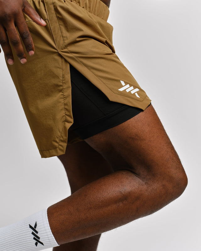 Caged 2-in-1 Hardloop Shorts Stride - Olijfgroen