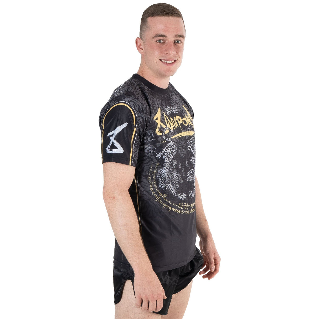 8 WEAPONS Functioneel T-Shirt Tiger Yant - Zwart/Geel