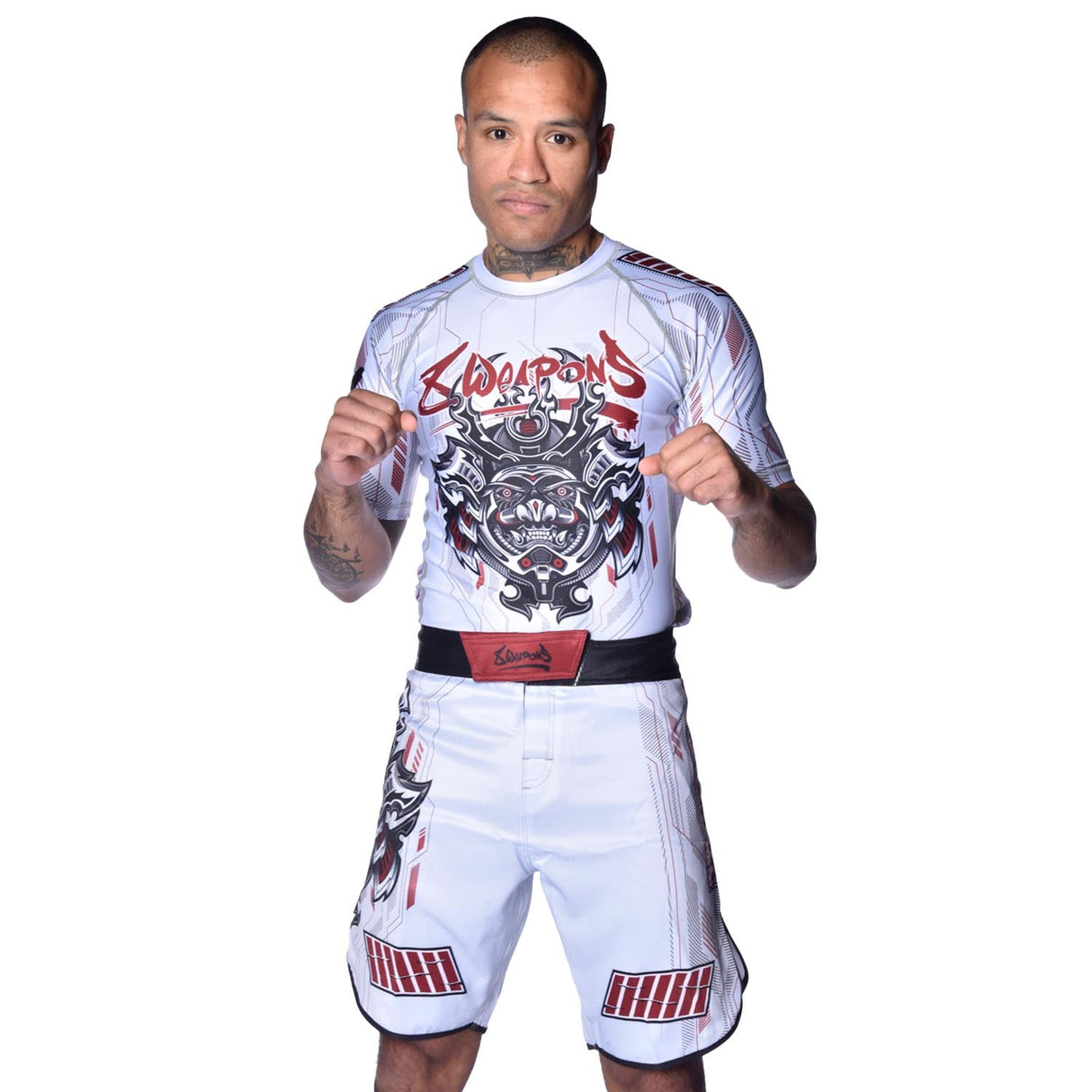 8 WEAPONS MMA Shorts Samurai 2.0 - Wit/Rood