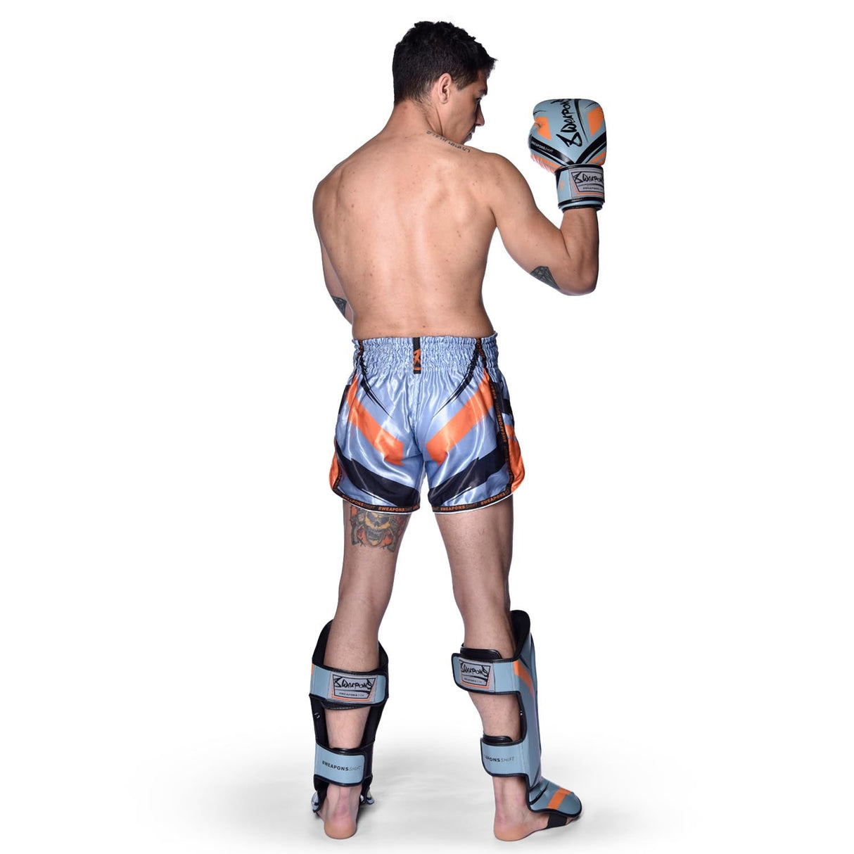 8 WEAPONS Muay Thai Shorts Shift - Ijsgrijs/Oranje