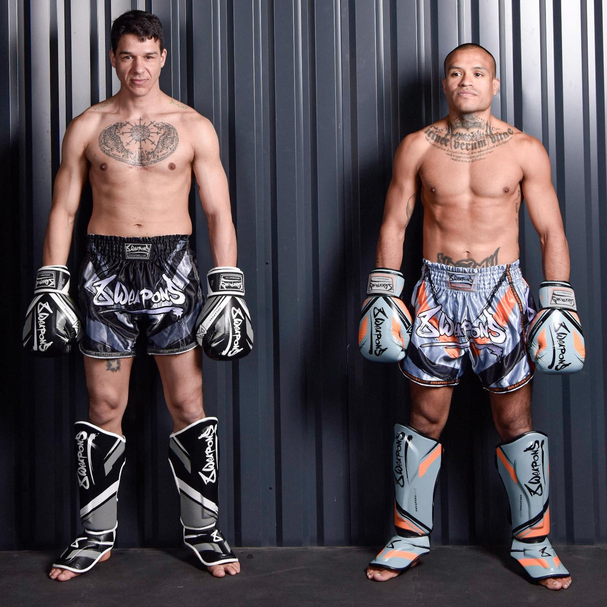 8 WEAPONS Muay Thai Shorts Shift - Ijsgrijs/Oranje