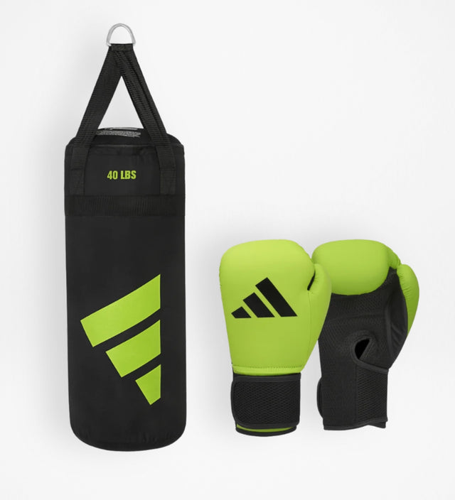 Mănuși de box Adidas + Sac de box Copii – Verde/Negru