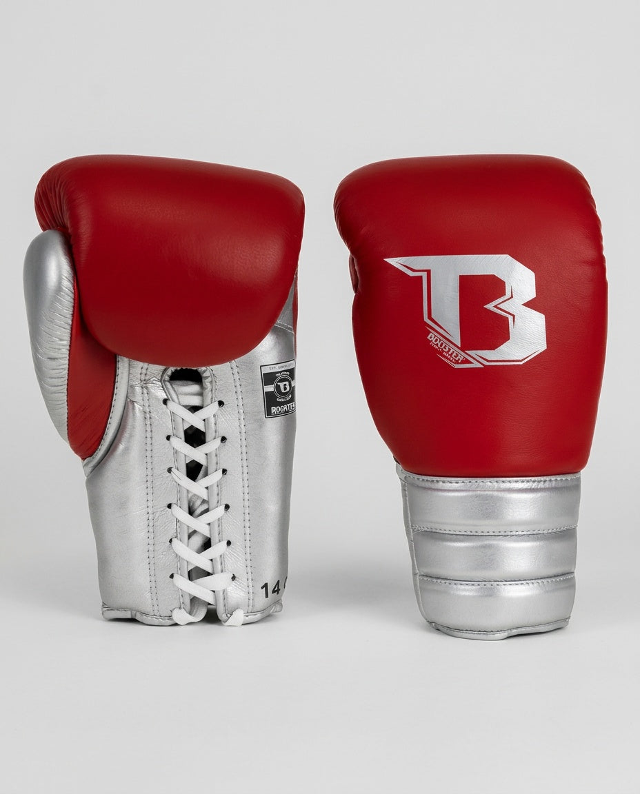Booster Bokshandschoenen Rapid Strike met vetersluiting - Rood/Zilver