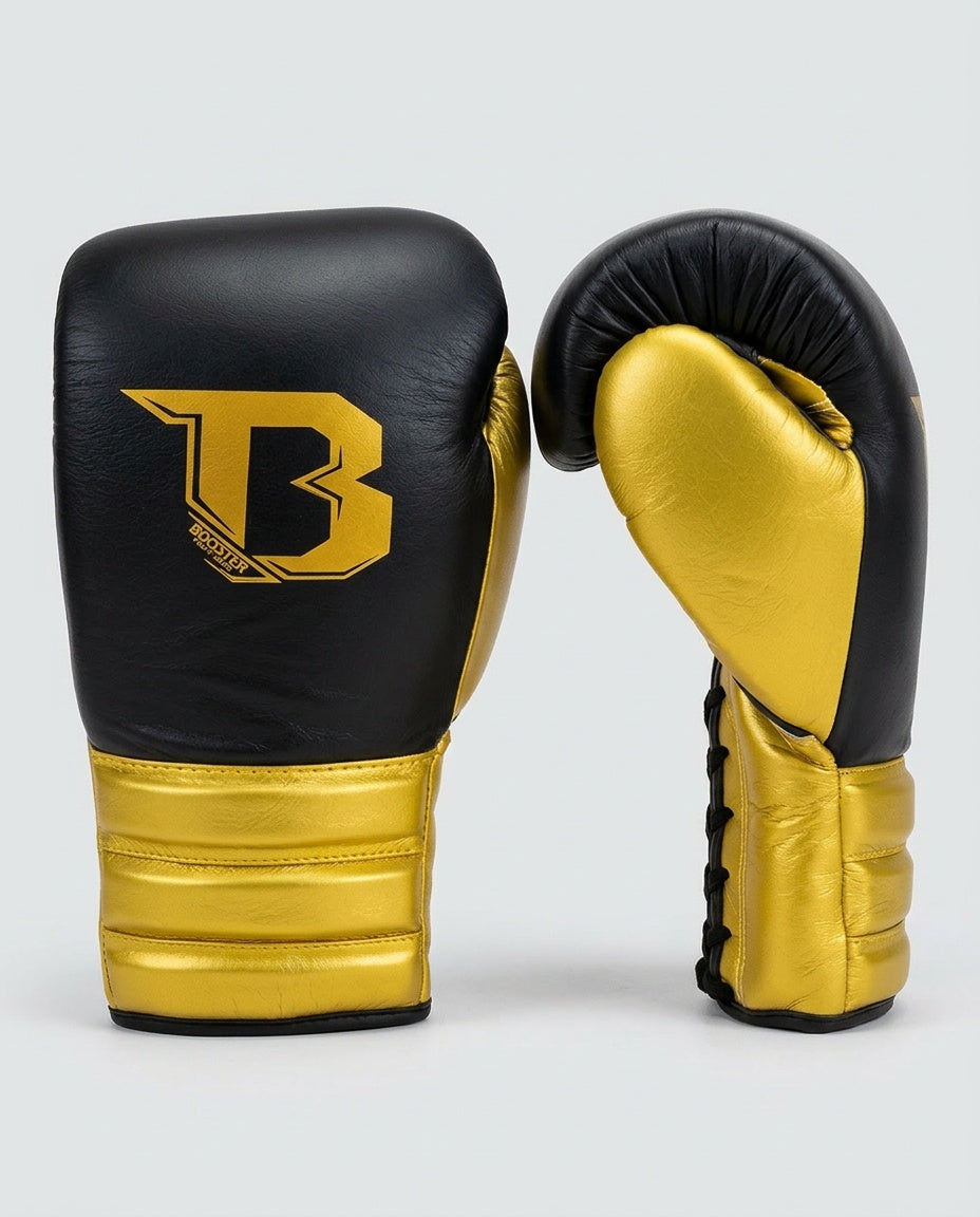Booster Bokshandschoenen Rapid Strike met vetersluiting - Zwart/Goud