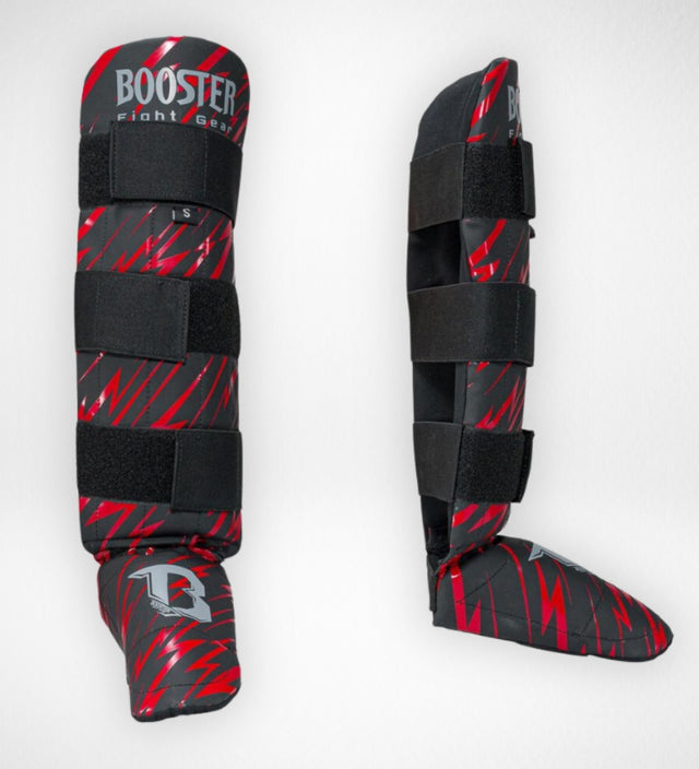 Booster Kickboks Scheenbeschermers Combat Kinderen - Zwart/Rood