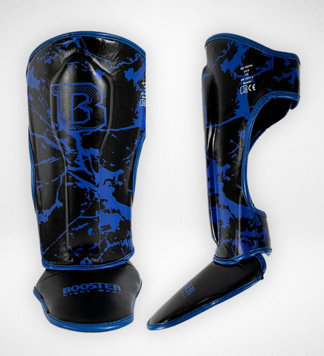 Protège-tibias Booster Marble Enfant – Noir/Bleu