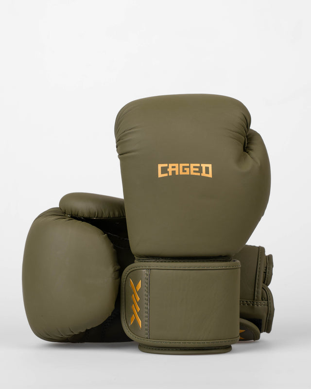 Mănuși de box Caged Spark Copii – Kaki Groen/Goud