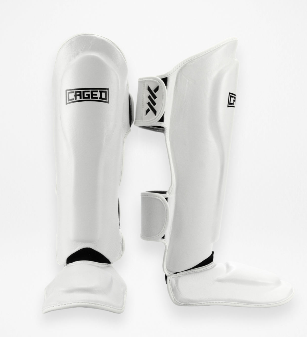 Caged Kickboks Scheenbeschermers 'X' Series - Wit/Zwart