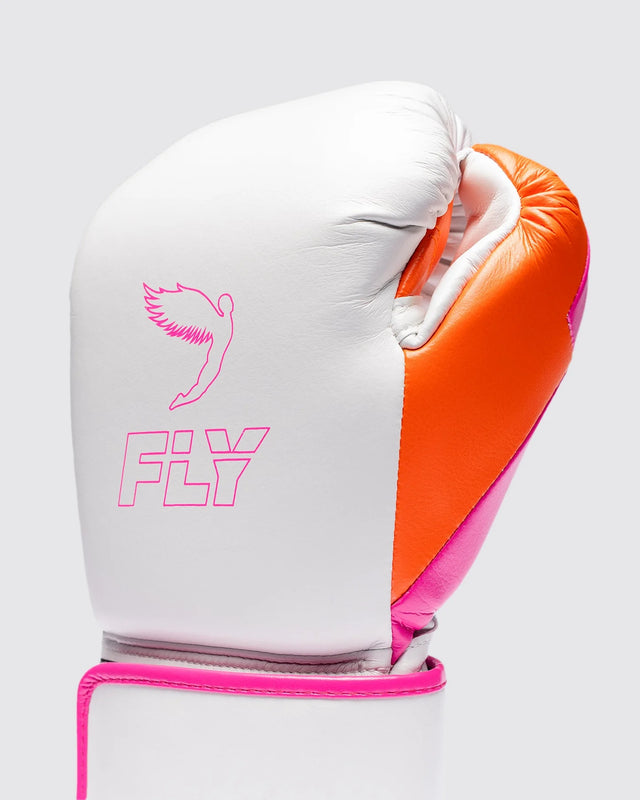 Fly Boxing Gloves Superloop Pro X 2 - White/Pink/Orange