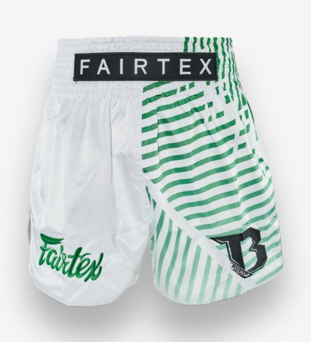 Fairtex Muay Thai shorts FXB Racer – Hvid/Grøn