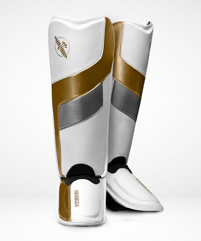 Hayabusa Skinnebensbeskyttere T3 Full - Hvid/Guld