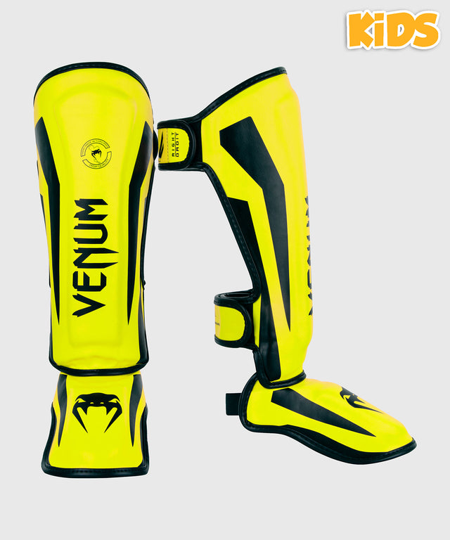 Ochraniacze na piszczele Venum Elite – Neon Żółte (Dziecięce)