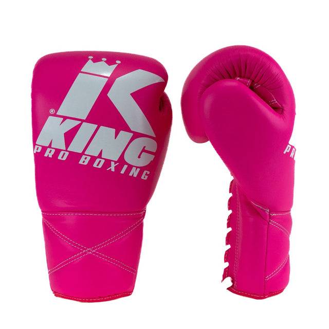 Gants de boxe King Pro Boxing XK avec lacets – Rose/Blanc