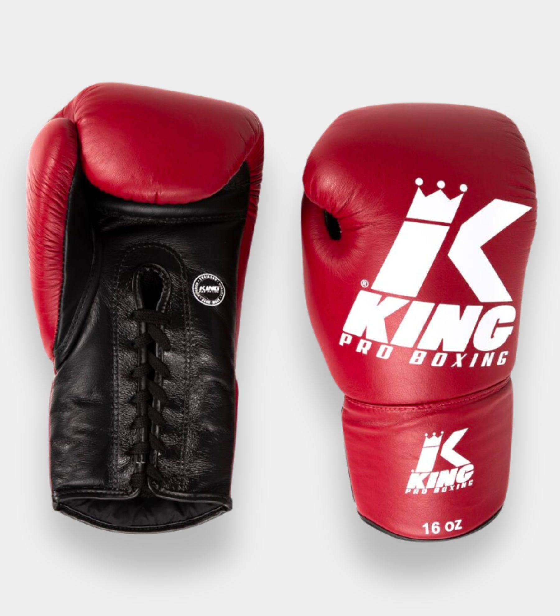 King Pro Boxing Bokshandschoenen BG1 met vetersluiting - Rood/Zwart