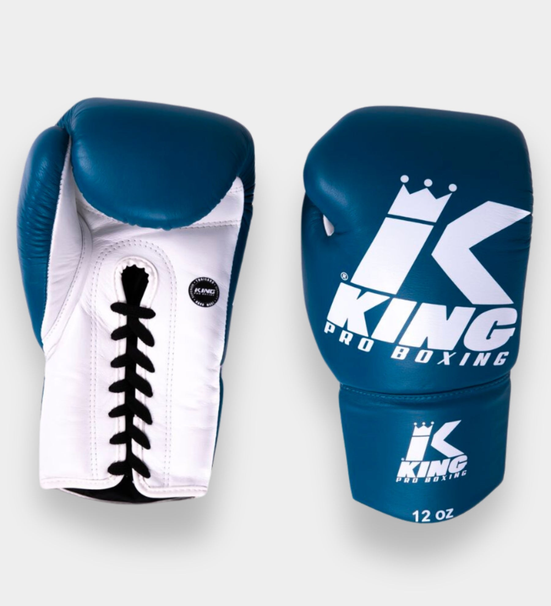 King Pro Boxing Bokshandschoenen BG2 met vetersluiting - Blauw/Wit
