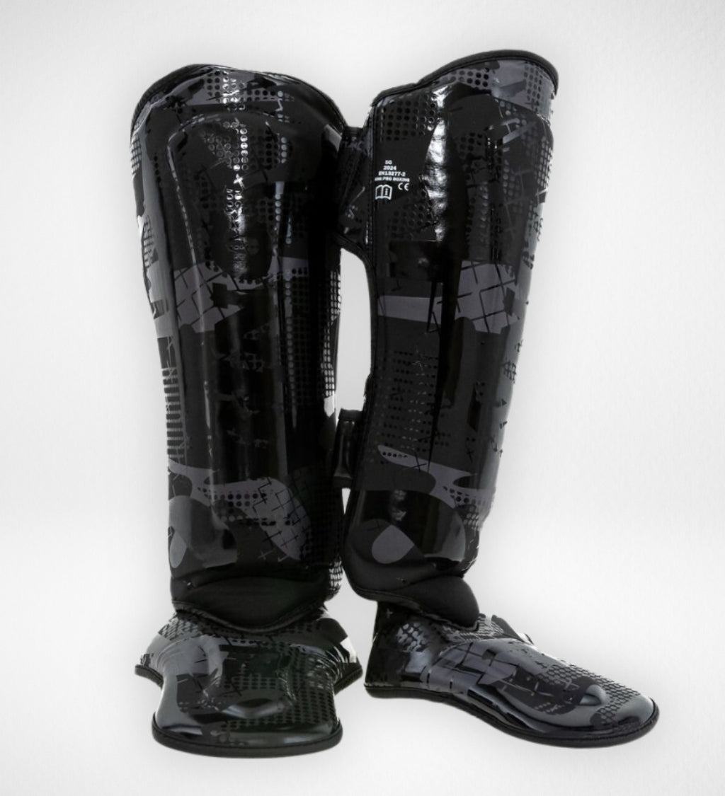 King Pro Boxing Kickboxing Schienbeinschoner Shogun - Schwarz/Schwarz