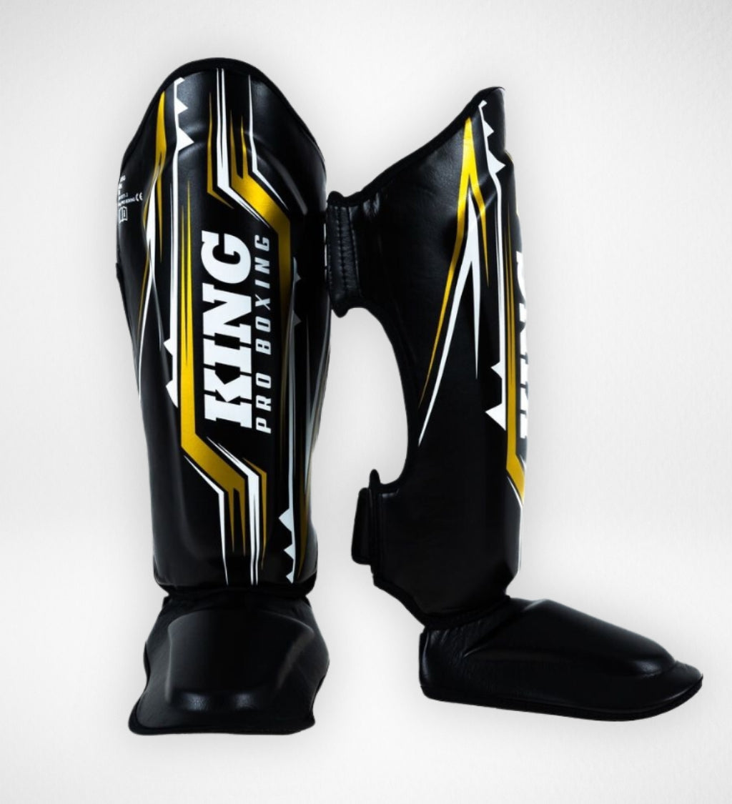 King Pro Boxing Kickboxing Schienbeinschoner Spartan - Schwarz/Gelb