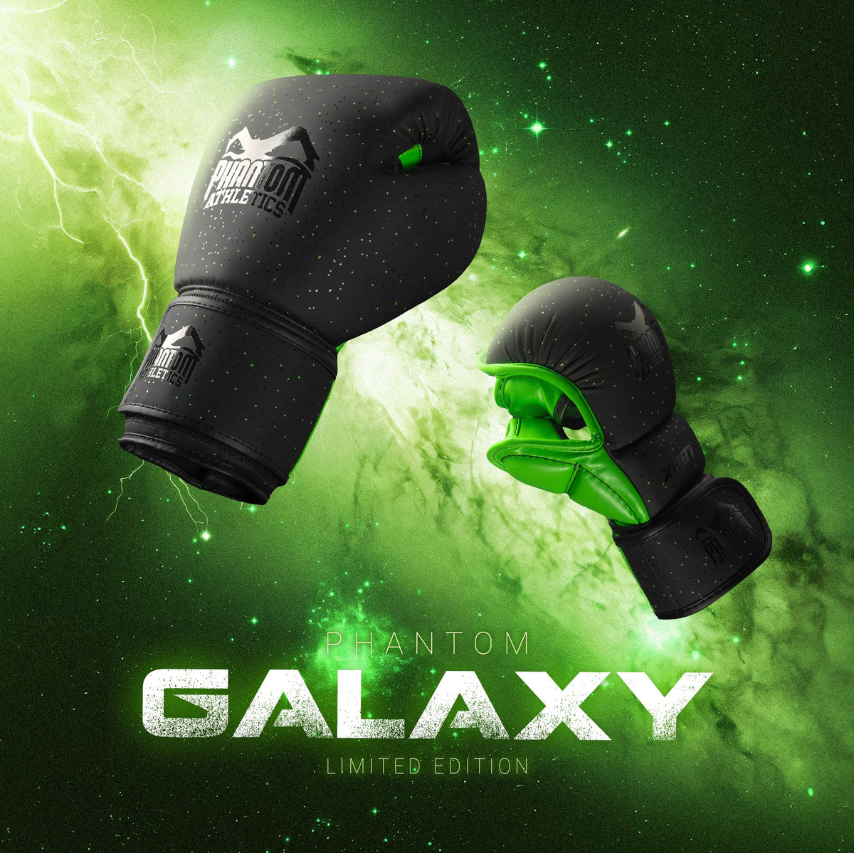 Guantoni da boxe Phantom Athletics Galaxy – Nero/Verde Neon