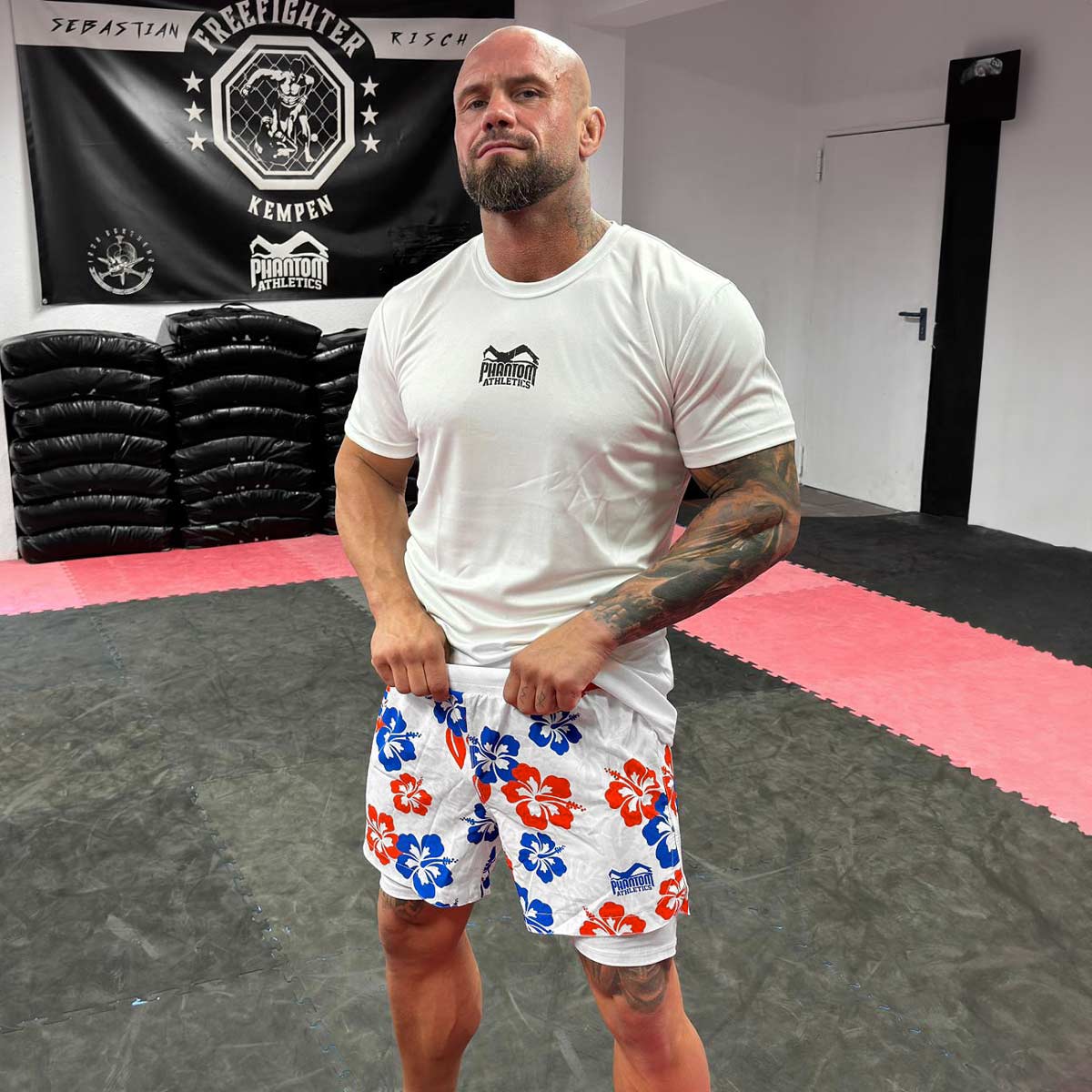 Pantaloncini MMA Phantom Athletics Fusion 2in1 – Bianco/Blu/Rosso
