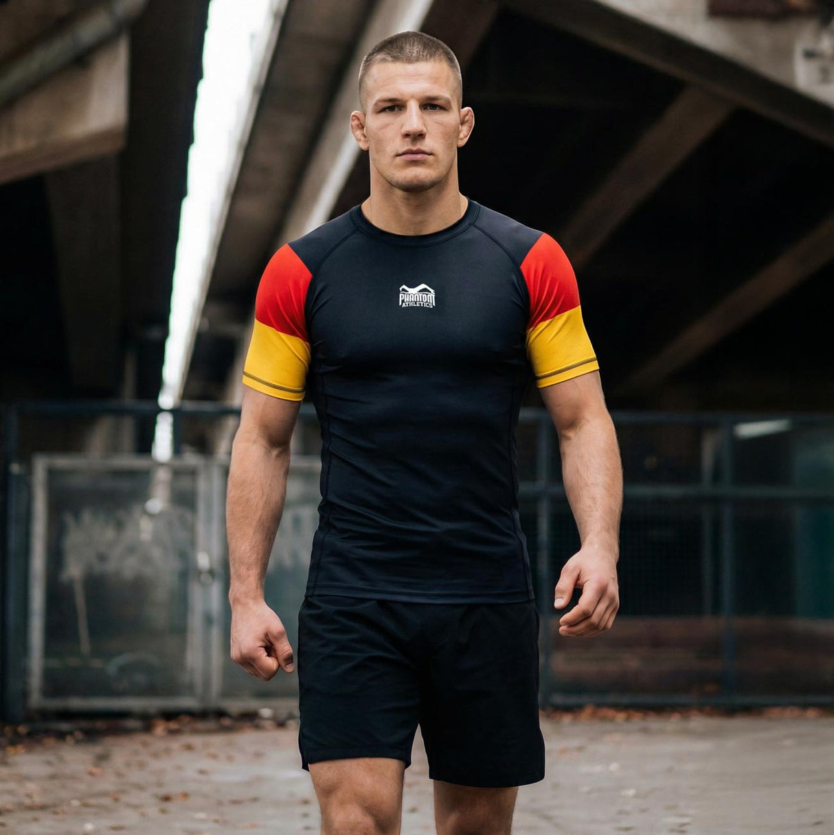 Phantom Athletics Rashguard Germany Korte Mouwen - Zwart/Rood/Goud