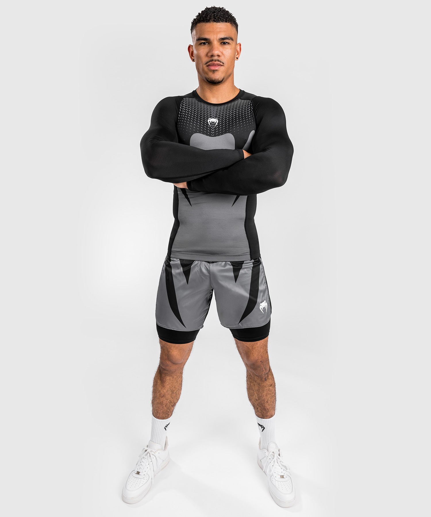 Venum Rashguard Attack Lange Mouwen - Zwart/Grijs