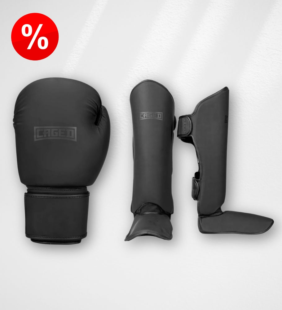 Caged Shadow Bundel Deal – Bokshandschoenen + Scheenbeschermers
