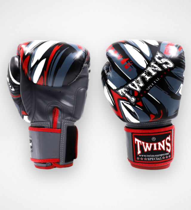 Guantes de boxeo Twins FBGVL3-55 – Gris/Rojo/Blanco
